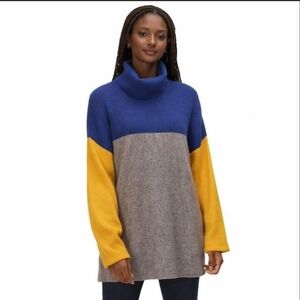 Free People Colorblock Oversided Turtleneck Sweater-M